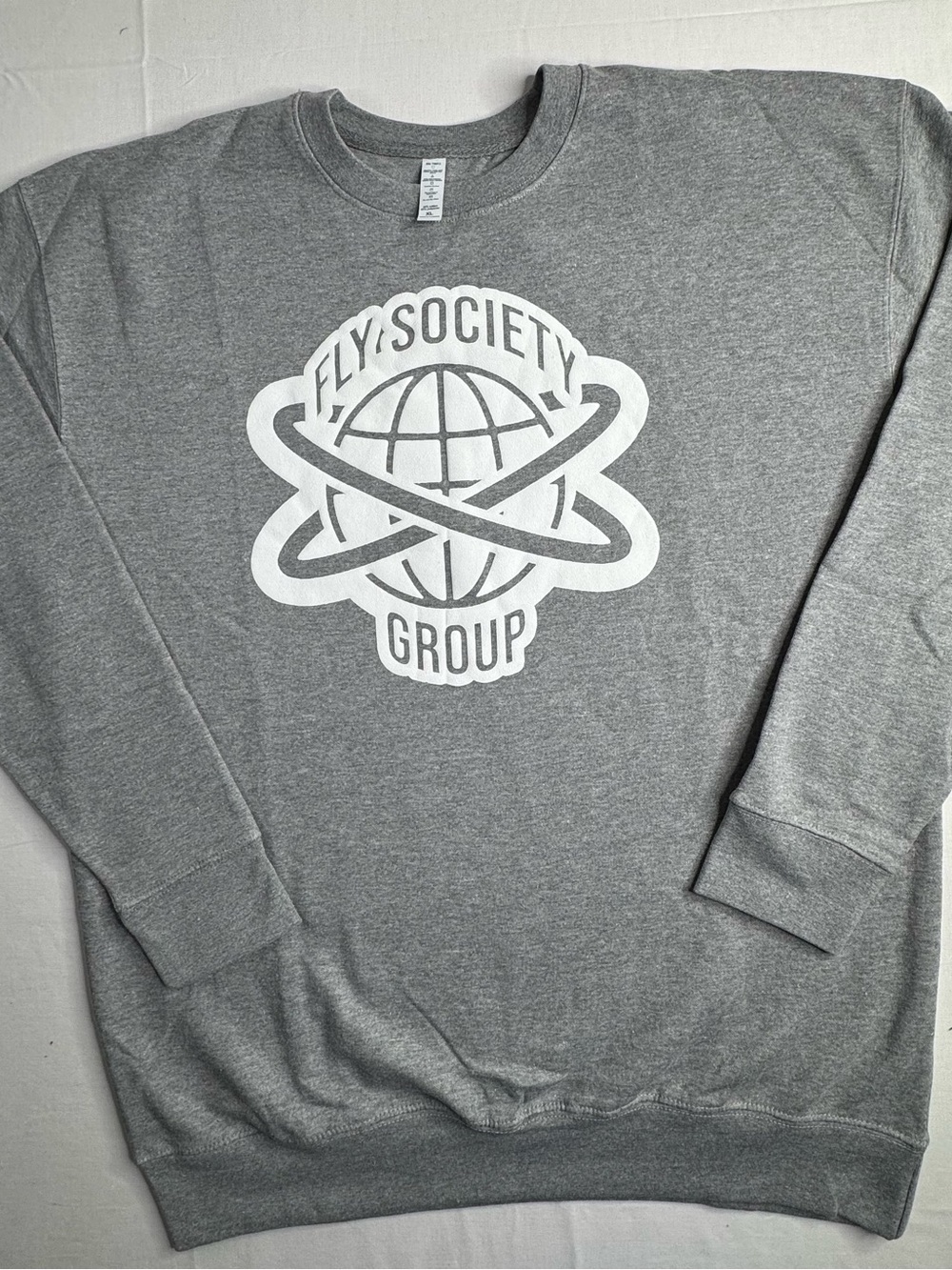 Society Gray Crewneck Sweatshirt with White Graphic